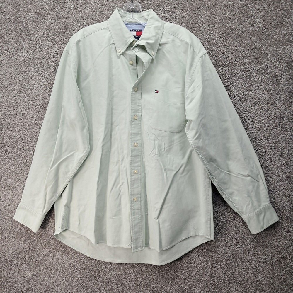 Tommy Hilfiger Mens Oxford Button Down Shirt Mint Green‎ Long Sleeve Medium